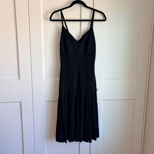 Charles Chang-Lima 90’s Black Butterfly Slip Dress with Thin Straps | 8
